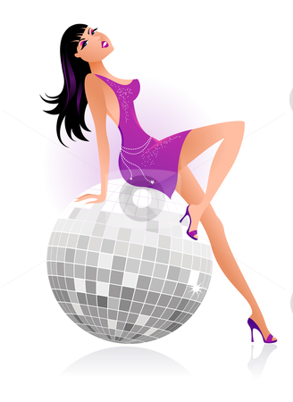 Clipart Template For A Party Flyer With Woman Silhouette And A Disco