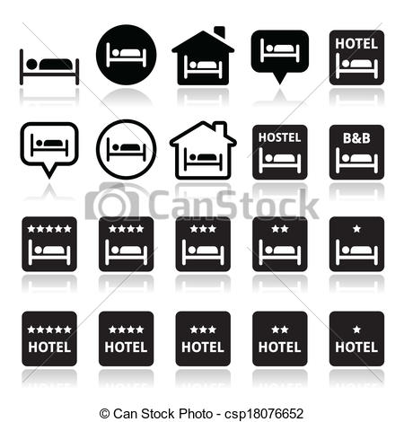 Clipart Vector Of Hotel Hostel Bb With Stars Icons   Travel Vector