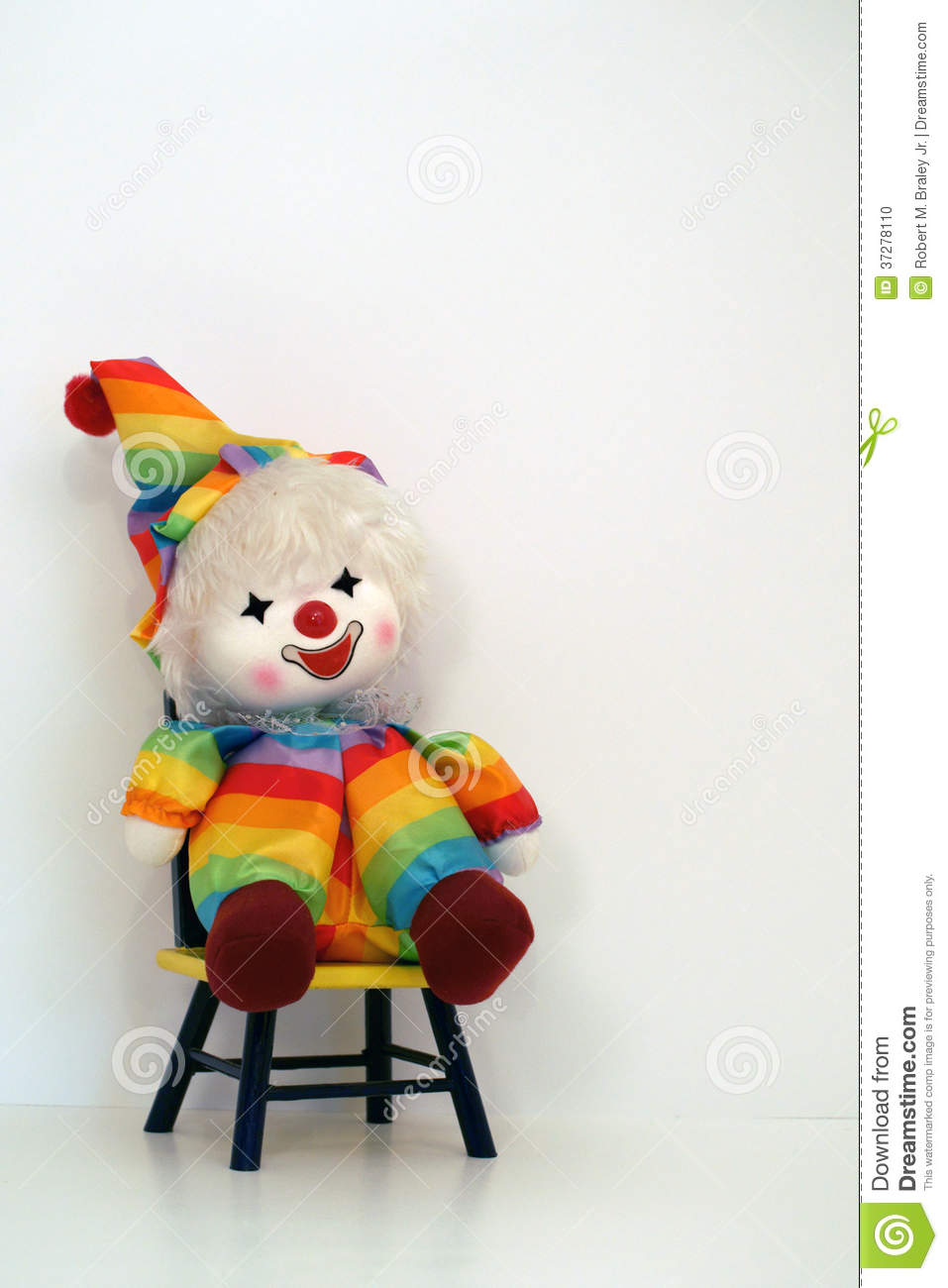 Clown Doll Sitting On A Time Out Chair Stock Photo   Image  37278110