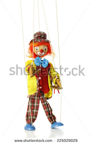 Clown Marionette Puppet Isolated On White    Stock Photo