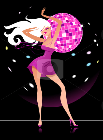 Dancing Blond At A Disco Party Stock Vector Clipart Sexy Figure Of A