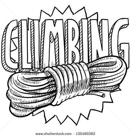 Doodle Style Mountain Climbing Sports Illustration  Includes Text And