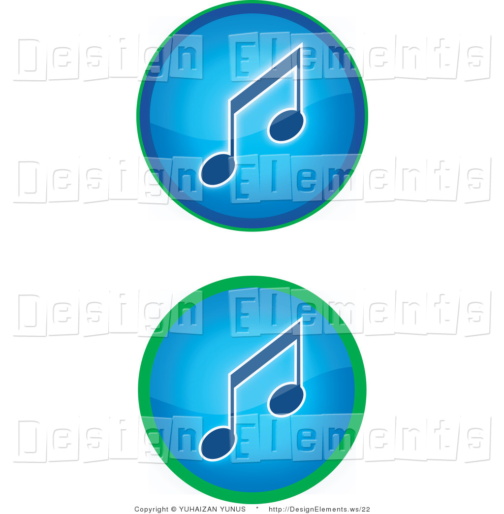 Element Clipart Of A Set Of Two Blue Music Icon Buttons With Music