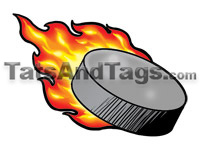 Flaming Puck Hockey Temporary Tattoo Actual Size  2 X 15 397 Picture