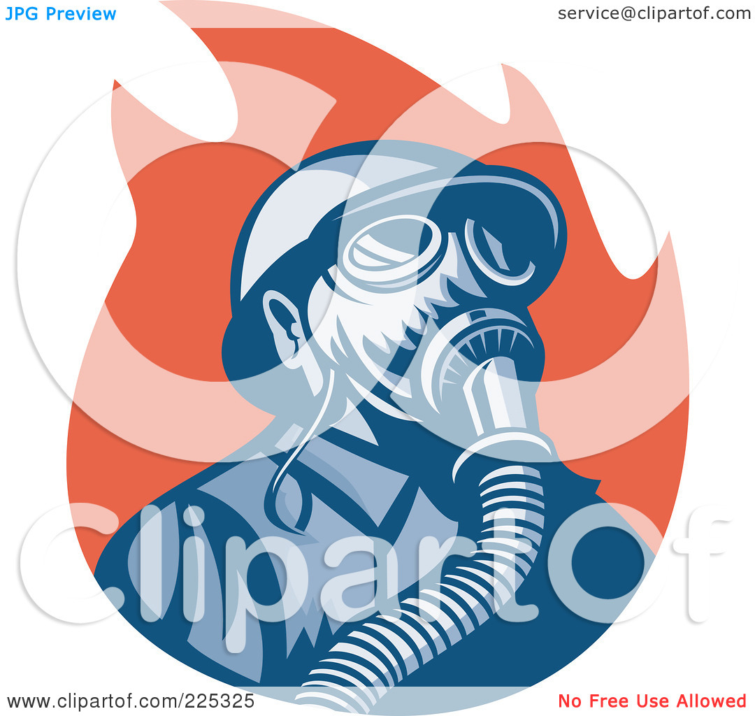 Free  Rf  Clipart Illustration Of A Retro Fireman Wearing A Gas Mask