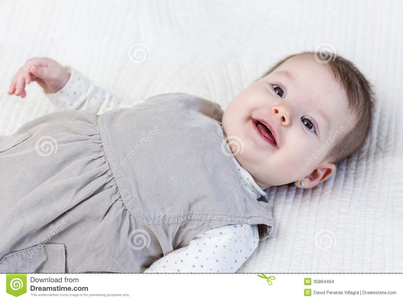 Happy Baby Girl Lying On Back Stock Images   Image  35864494