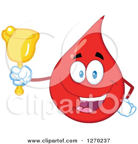 Happy Blood Or Hot Water Drop Ringing A Donation Bell