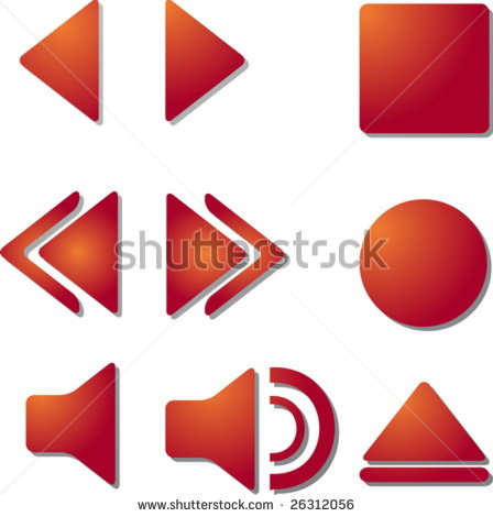 Music Play Buttons Icon Set Clipart Illustration