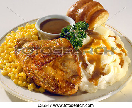 Picture Of Baked Chicken With Mashed Potatoes And Corn 636247   Search    