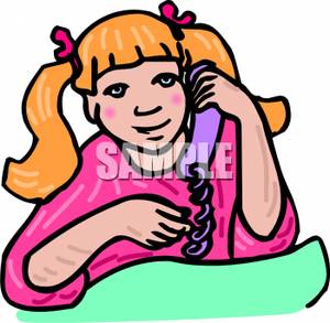 Royalty Free Clipart Image  A Girl Talking On The Phone