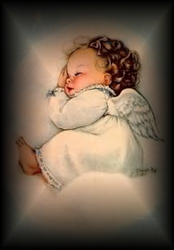 Sleeping Baby Angel With Gold Wings