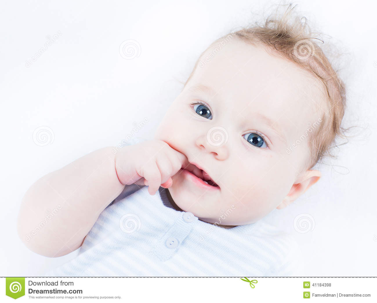 Stock Photo  Beautiful Baby Girl With Big Blue Eyes