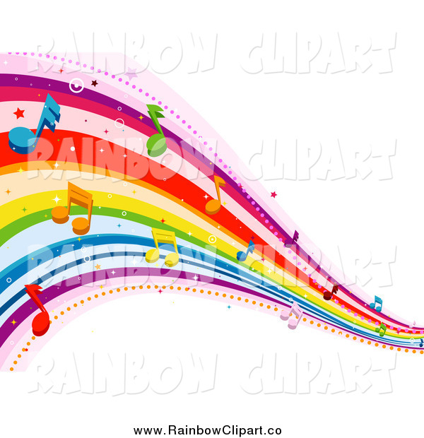 Vector Clip Art Of A Rainbow Wave And Music Notes Background By Bnp
