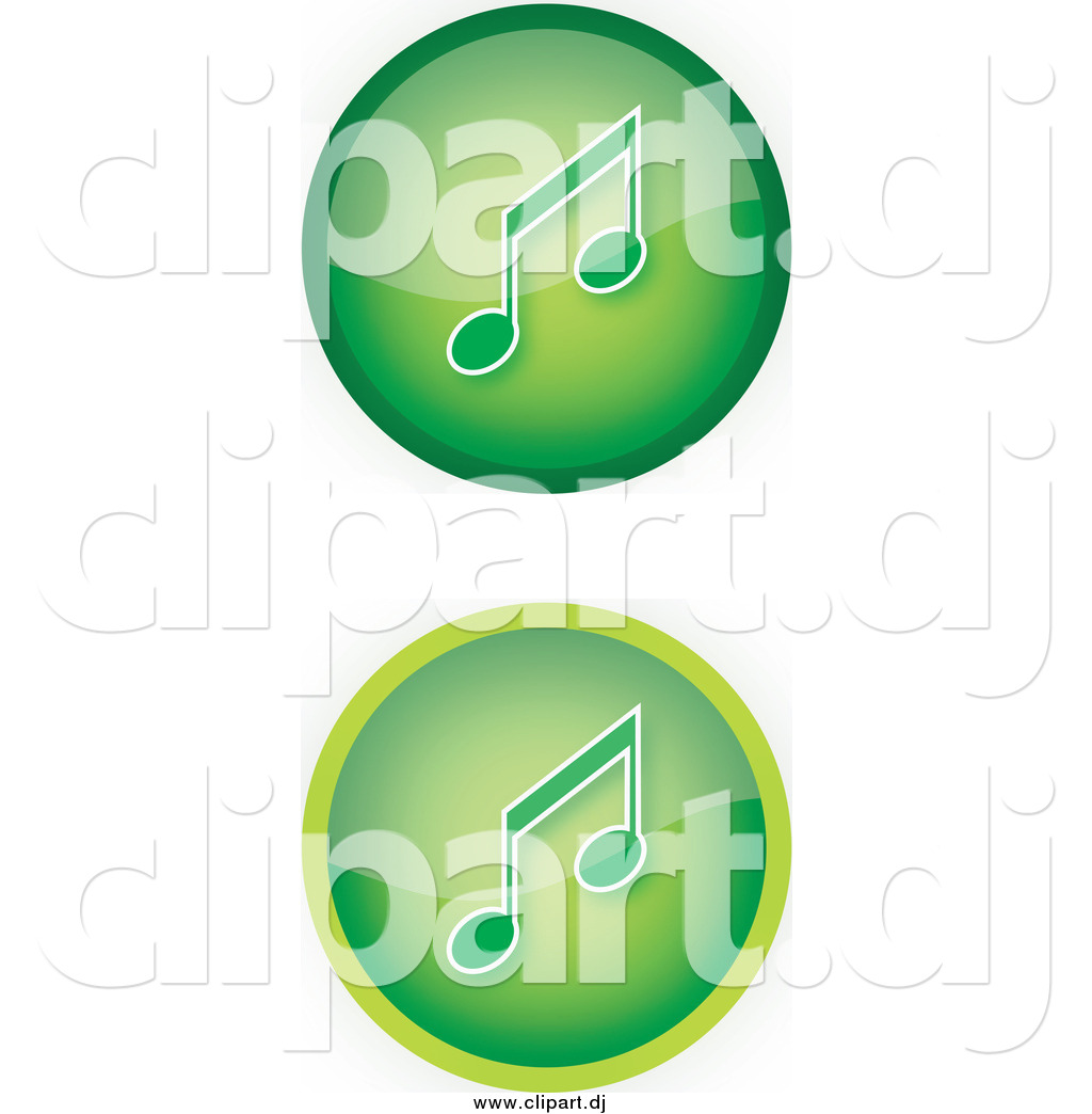 Vector Clipart Of Green Music Icon Buttons With Music Notes By