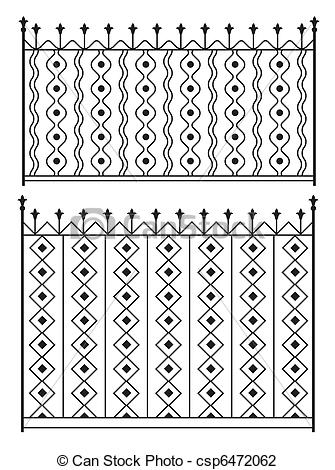 Vector Illustration Of Wrought Iron Gate Door Fence Window Grill