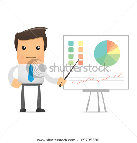 Worker Giving A Powerpoint Presentation   Vector Clipart Illustration