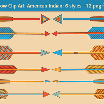 Arrow Clip Art   American Indian  12 Multicolored Arrows   Teal    