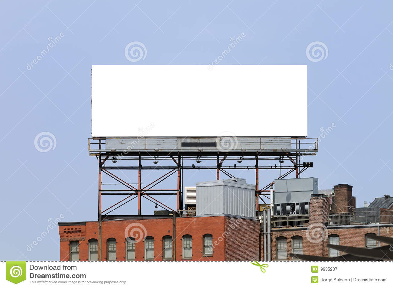 Bank Commercial Sign On Roof Of Brick Building  Large Billboard In The