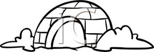 Black And White Igloo In The Snow   Royalty Free Clipart Picture