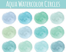 Clip Art Circles    Aqua Color    Instant Download    Paint Clipart    