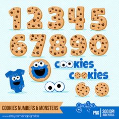 Clipart  Cookie Numbers Clipart Cookie Monster Clipart   Instant