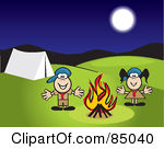 Clipart Illustration Of A Boy And Girl Scout Standing By A Campfire At