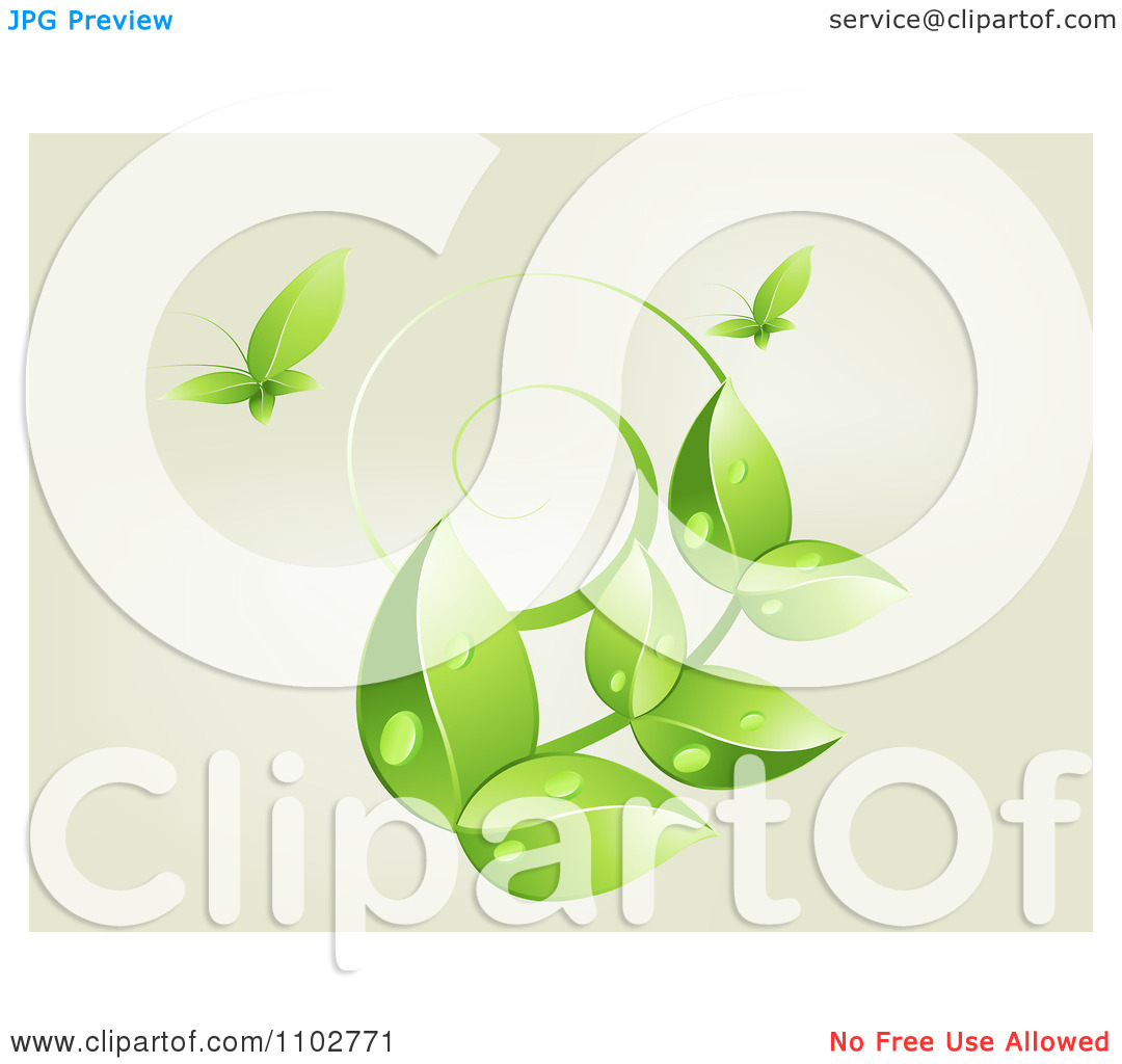 Clipart Leaf Butterflies With A Vine   Royalty Free Vector