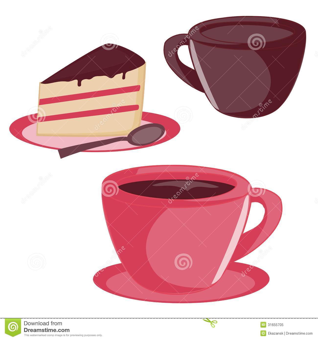 Coffee And Pastries Clipart Set Of Coffee Tea Cup And