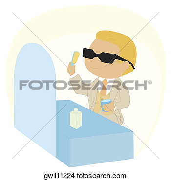 Drawing   Boy Brushing His Hair  Fotosearch   Search Clip Art