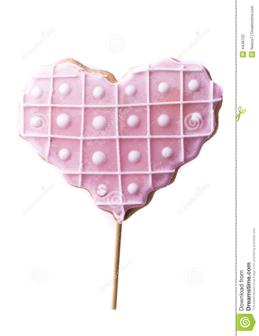 Heart Shaped And Pink Colored Cookie Isolated On White
