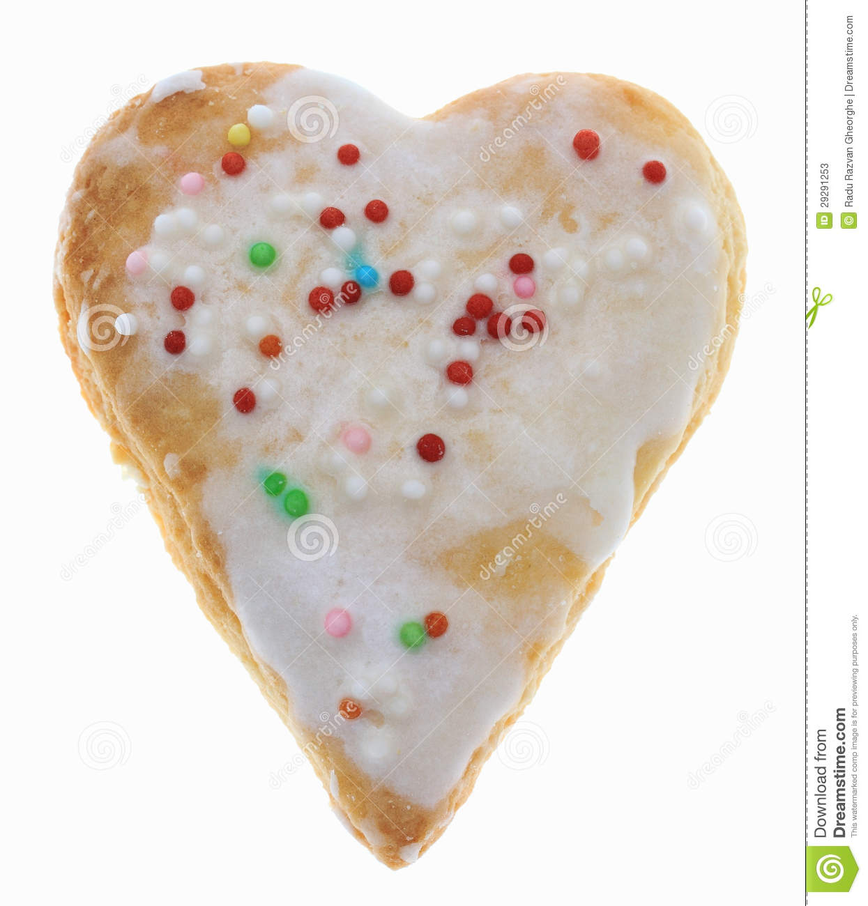 Heart Shaped Cookie Isolated Against A White Background