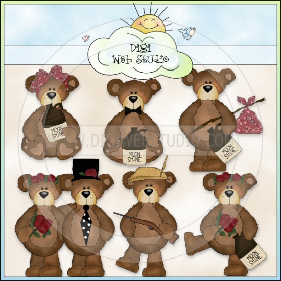Hillbilly Bears Wedding Party 1   Clip Art By Cheryl Seslar   Digi Web
