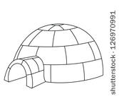 Igloo Clipart Black And White Black Outline Vector Igloo On