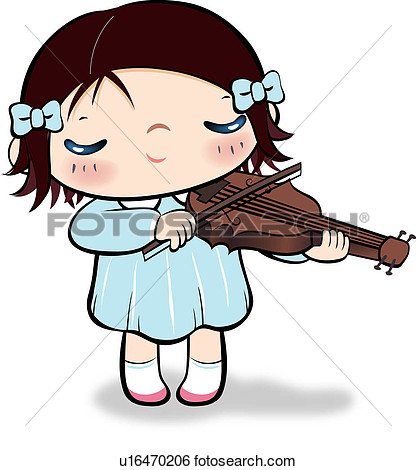 Of Girl Playing Violin U16470206   Search Clip Art Drawings Fine Art