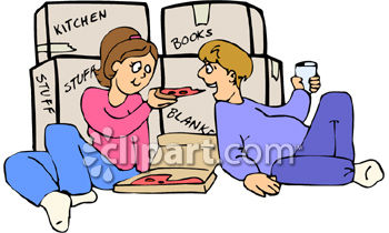 People Eating Pizza While Moving Clip Art Royalty Free Clipart Image