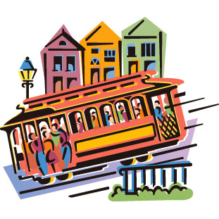 San Francisco Trolley Stock Art Illustration