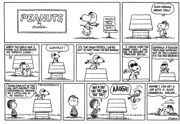 Snoopy First Appears As The World War I Flying Ace In The Sunday Strip    