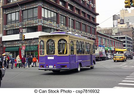 Stock Photo Of Trolley Car Chinatown Nyc   A Trolley Car Rides