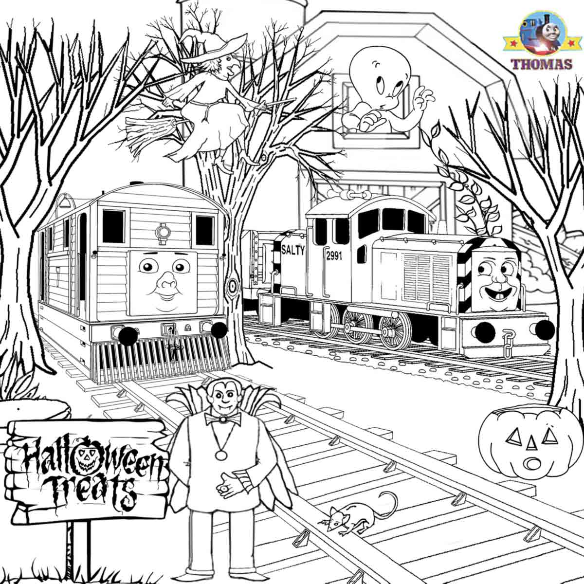 Toby Train Salty Thomas Tank Trick Or Treat Coloring Sheet To Print