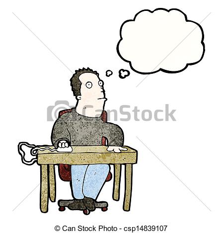 Vector   Bored Man At Work Cartoon   Stock Illustration Royalty Free