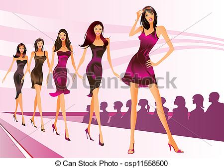 Vector Clipart Of Fashion Models Represent Clothes   Fashion Models
