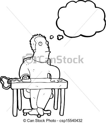 Vectors Of Bored Man At Work Cartoon Csp15540432   Search Clip Art    