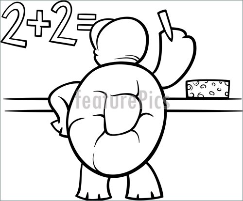 Black And White Cartoon Illustration Of Funny Turtle Animal Character