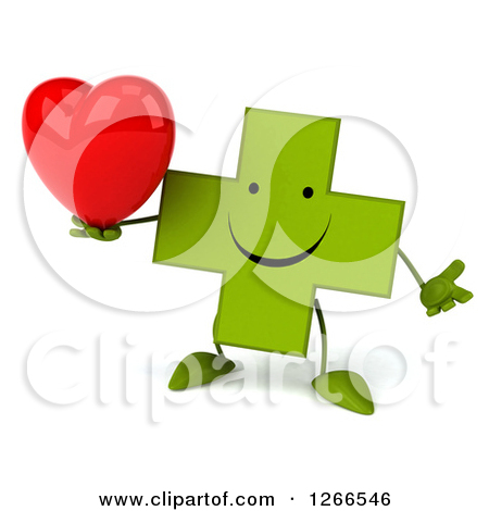 Clipart Of A 3d Happy Green Pharmaceutical Cross Character Holding A    