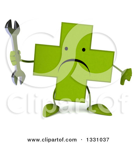 Clipart Of A 3d Unhappy Green Naturopathic Cross Character Giving A    