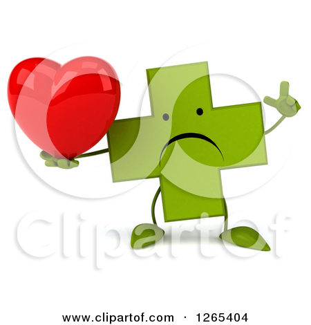Clipart Of A 3d Unhappy Green Pharmaceutical Cross Character Holding A    
