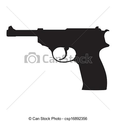 Clipart Vector Of Pistol Silhouette   Abstract Pistol Silhouette On A    