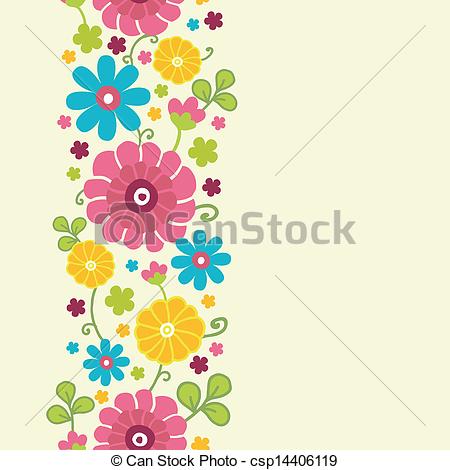 Colorful Kimono Flowers Vertical Seamless Pattern Border   Csp14406119