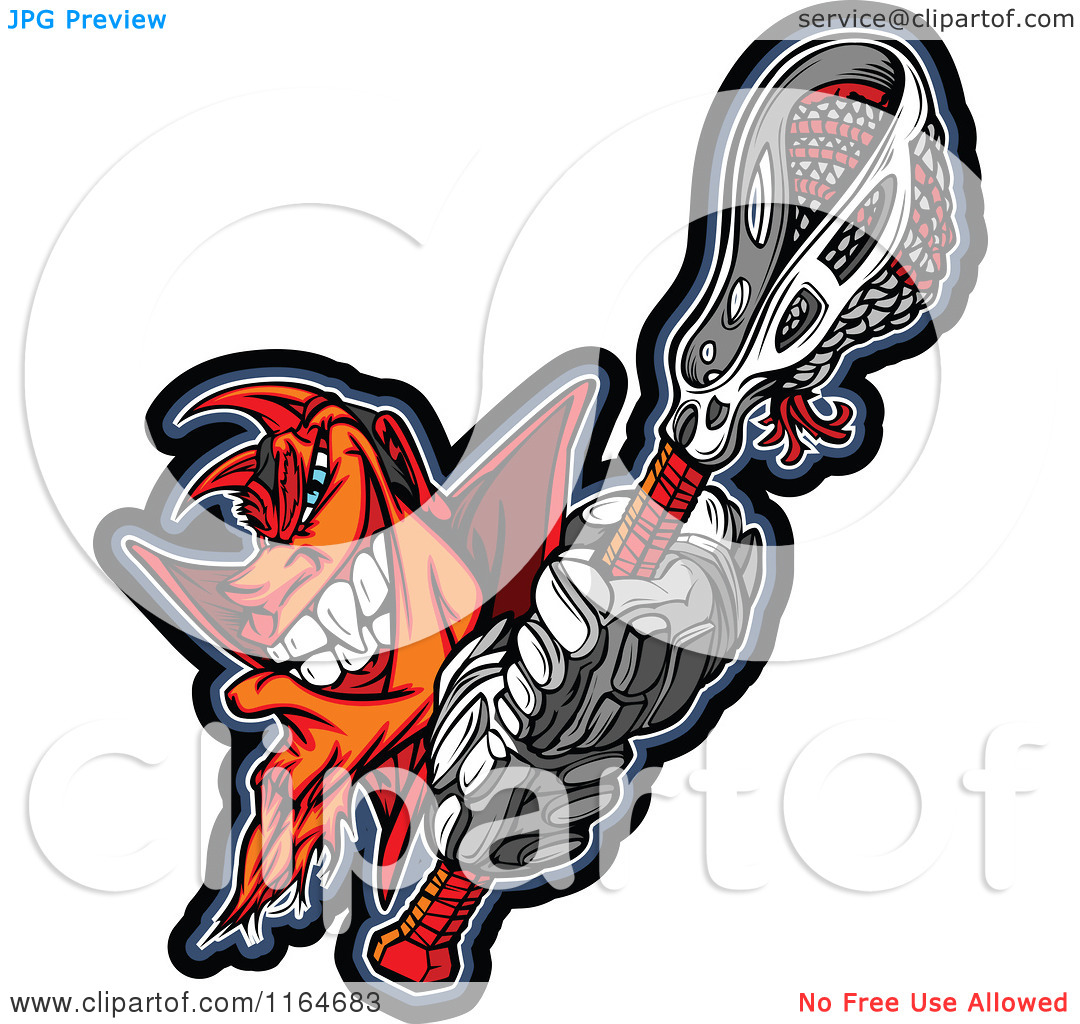 Devil With A Lacrosse Stick   Royalty Free Vector Clipart By Chromaco
