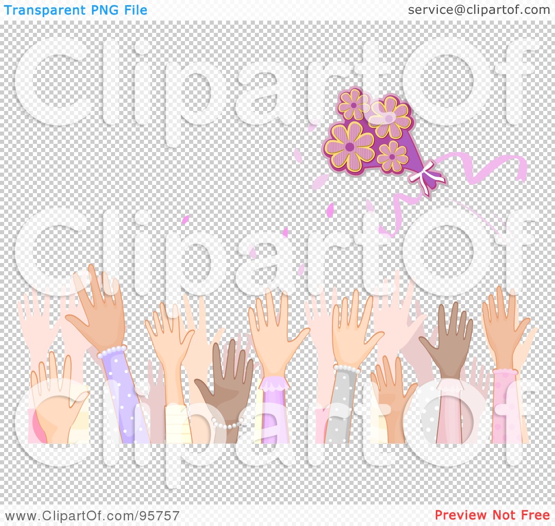 Free  Rf  Clipart Illustration Of A Crowd Of Female Hands Reaching